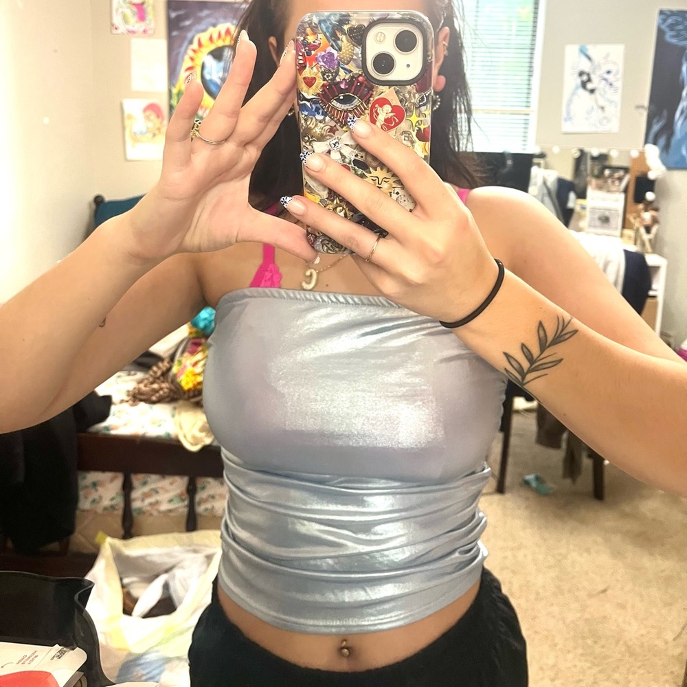 Stylish Silver Tube Top